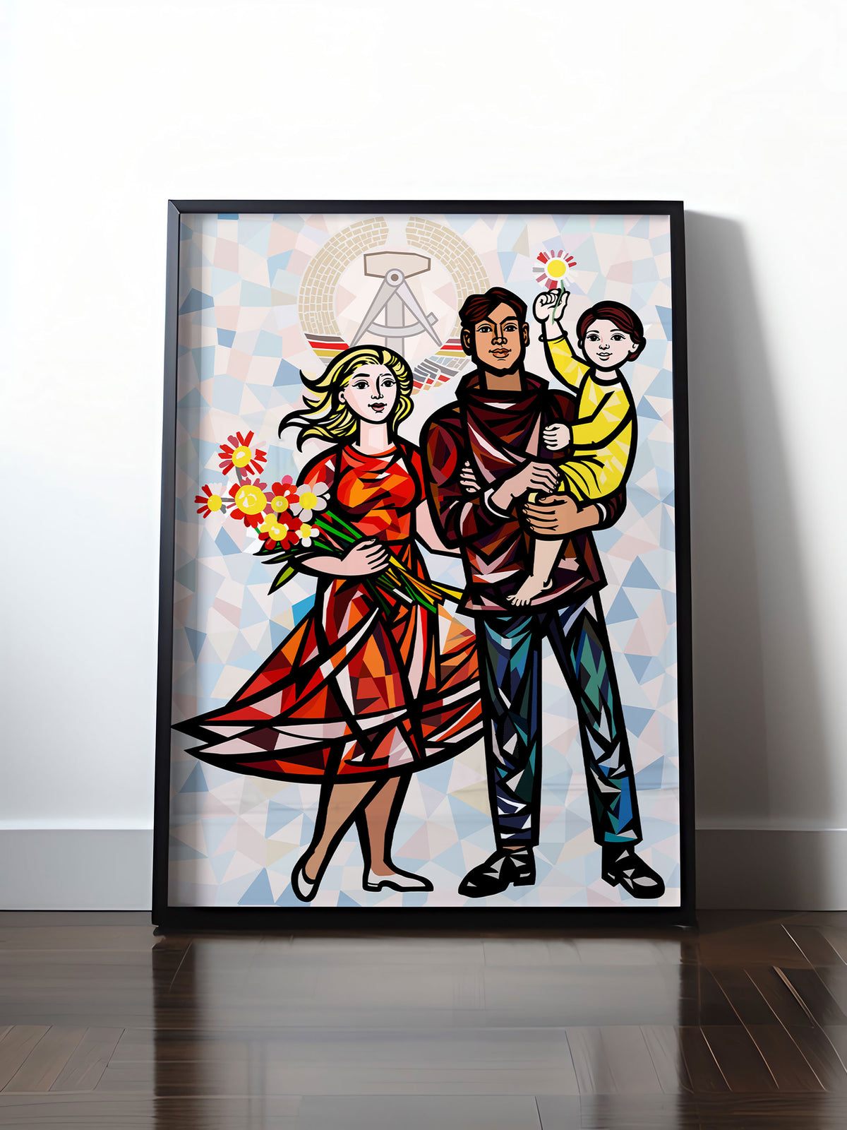 Historisches DDR Poster (A4 | A3 | A2 | A1) • WALTER WOMACKA - UNSERE FAMILIE mit Hintergrund (STAATSRATSGEBÄUDE, Aus der Geschichte der Deutschen Arbeiterbewegung, 1964)