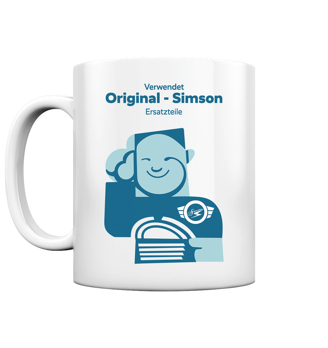 DDR Ostalgie Tasse • WERKSTATT-WERBUNG SIMSON-ERSATZTEILE