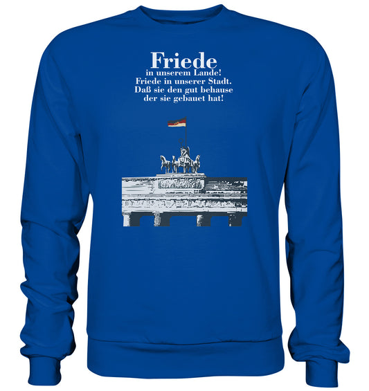 DDR Ostalgie Pullover Unisex • FRIEDE IN UNSEREM LANDE! (DDR-ORIGINAL-PLAKAT)