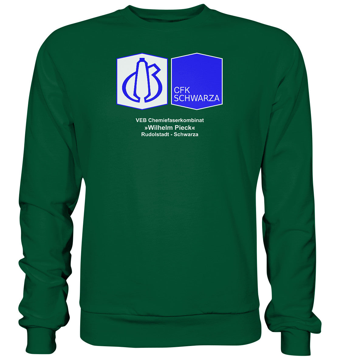 DDR Ostalgie Pullover Unisex • VEB CHEMIEFASERKOMBINAT RUDOLSTADT-SCHWARZA