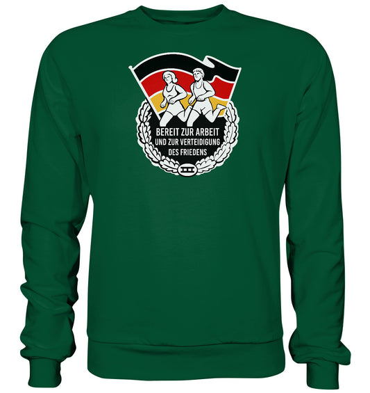 DDR Ostalgie Pullover Unisex • ORDEN - BEREIT ZUR ARBEIT UND ZUR VERTEIDIGUNG