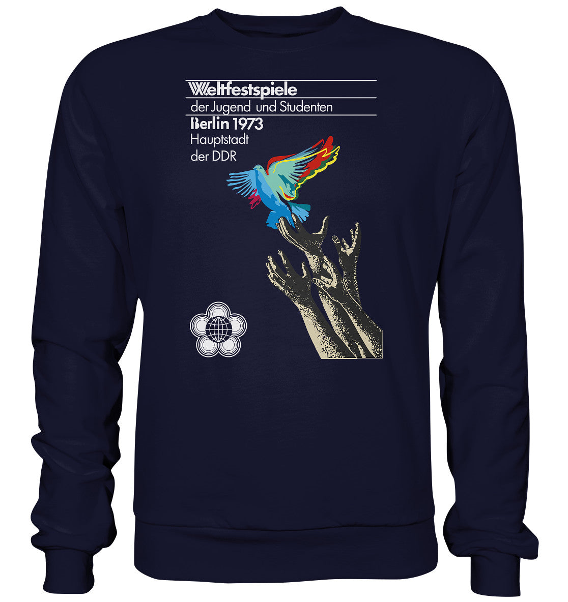 DDR Ostalgie Pullover Unisex • WELTFESTSPIELE BERLIN, DDR 1973 - FRIEDENSTAUBE