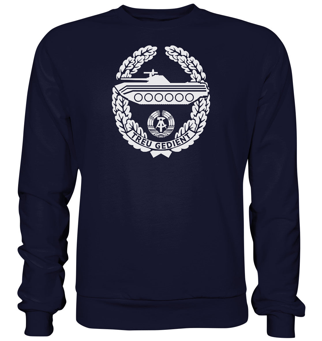 DDR Ostalgie Pullover Unisex • NVA-ORDEN - TREU GEDIENT - MOT. SCHÜTZENTRUPPEN -