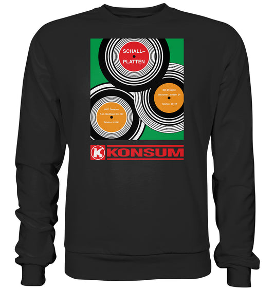DDR Ostalgie Pullover Unisex • KONSUM SCHALLPLATTEN DRESDEN