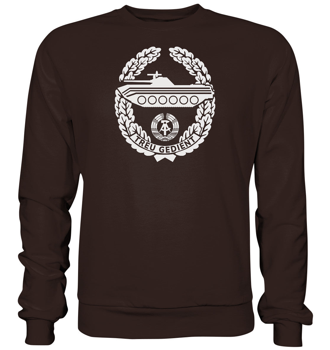 DDR Ostalgie Pullover Unisex • NVA-ORDEN - TREU GEDIENT - MOT. SCHÜTZENTRUPPEN -