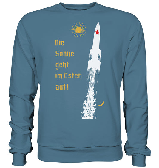 DDR Ostalgie Pullover Unisex • DIE SONNE GEHT IM OSTEN AUF - ORIGINAL-PLAKAT