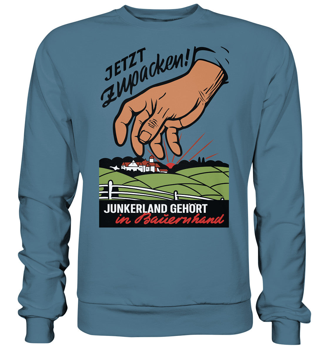 DDR Ostalgie Pullover Unisex • JUNKERLAND GEHÖRT IN BAUERNHAND! - ORIGINALPLAKAT