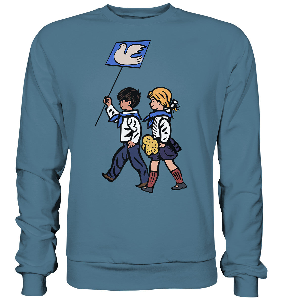 DDR Ostalgie Pullover Unisex • KLEINE WEISSE FRIEDENSTAUBE - ILLUSTRATION UNSERE FIBEL