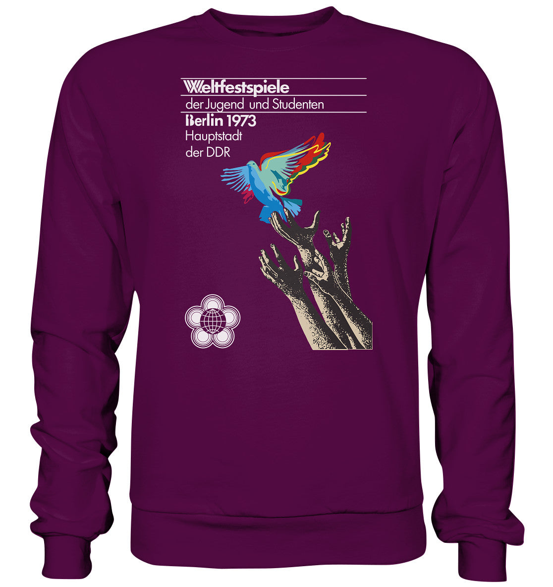 DDR Ostalgie Pullover Unisex • WELTFESTSPIELE BERLIN, DDR 1973 - FRIEDENSTAUBE