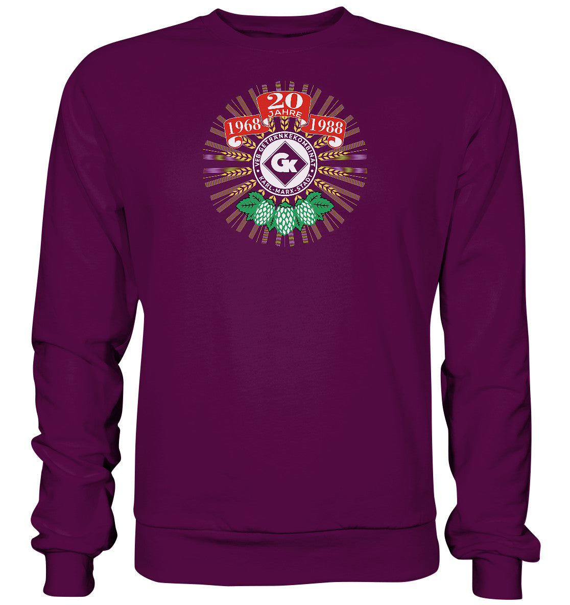 DDR Ostalgie Pullover Unisex • 20 JAHRE VEB GETRÄNKEKOMBINAT KARL-MARX-STADT