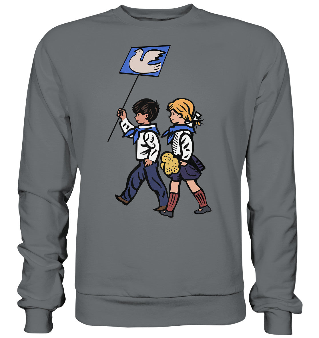 DDR Ostalgie Pullover Unisex • KLEINE WEISSE FRIEDENSTAUBE - ILLUSTRATION UNSERE FIBEL