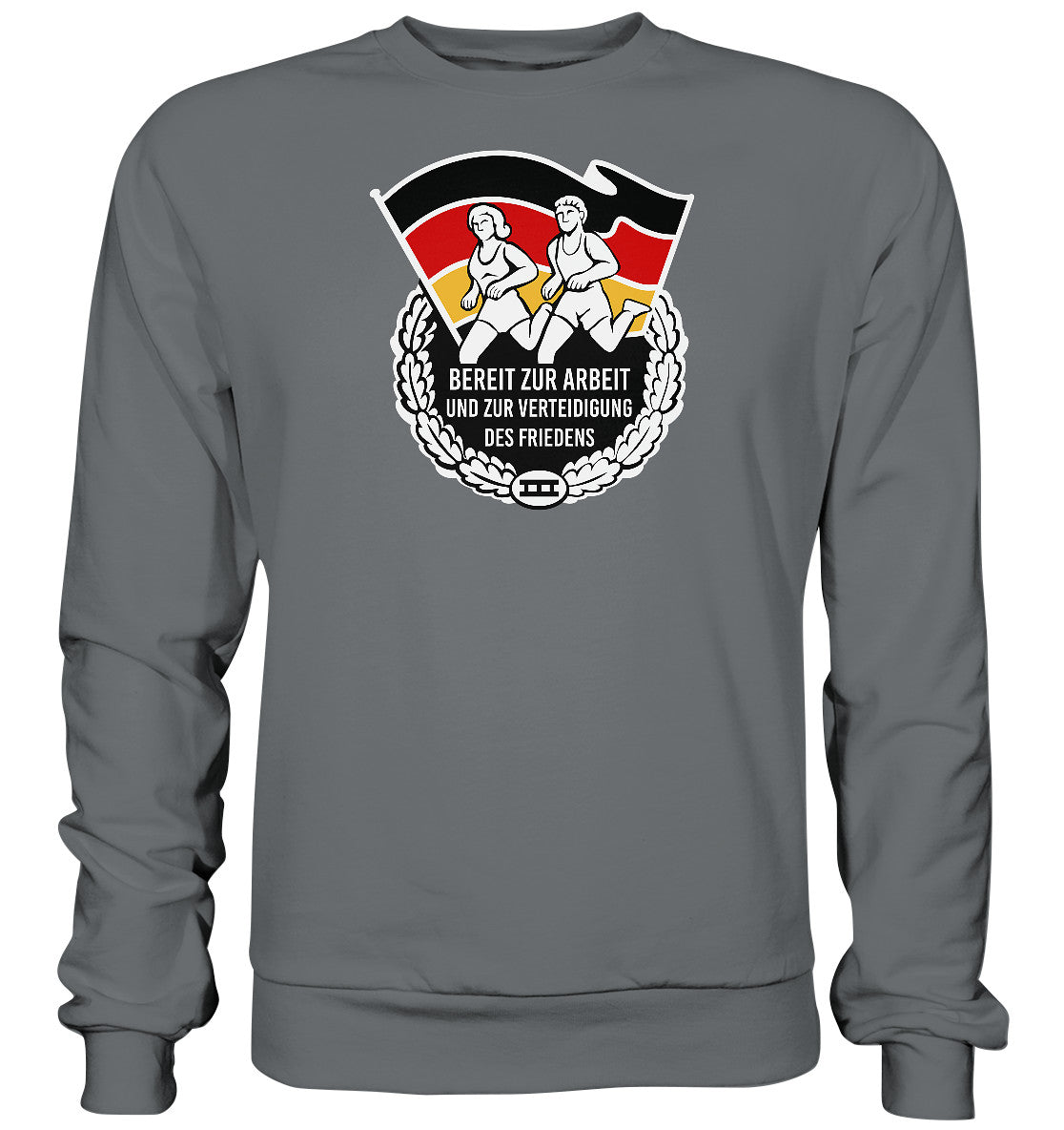 DDR Ostalgie Pullover Unisex • ORDEN - BEREIT ZUR ARBEIT UND ZUR VERTEIDIGUNG