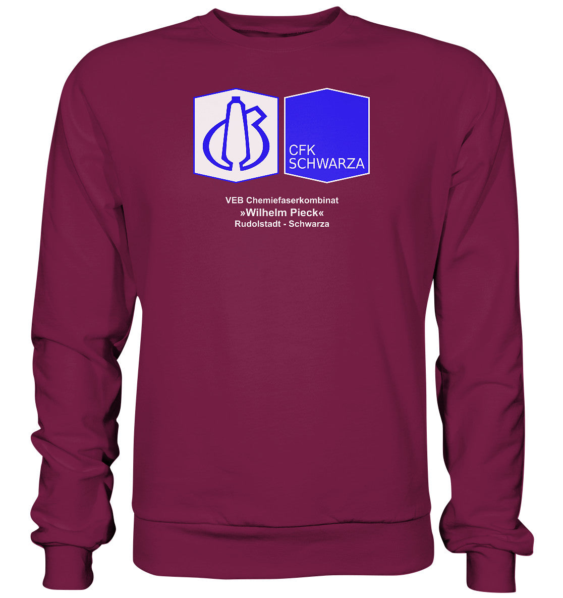 DDR Ostalgie Pullover Unisex • VEB CHEMIEFASERKOMBINAT RUDOLSTADT-SCHWARZA