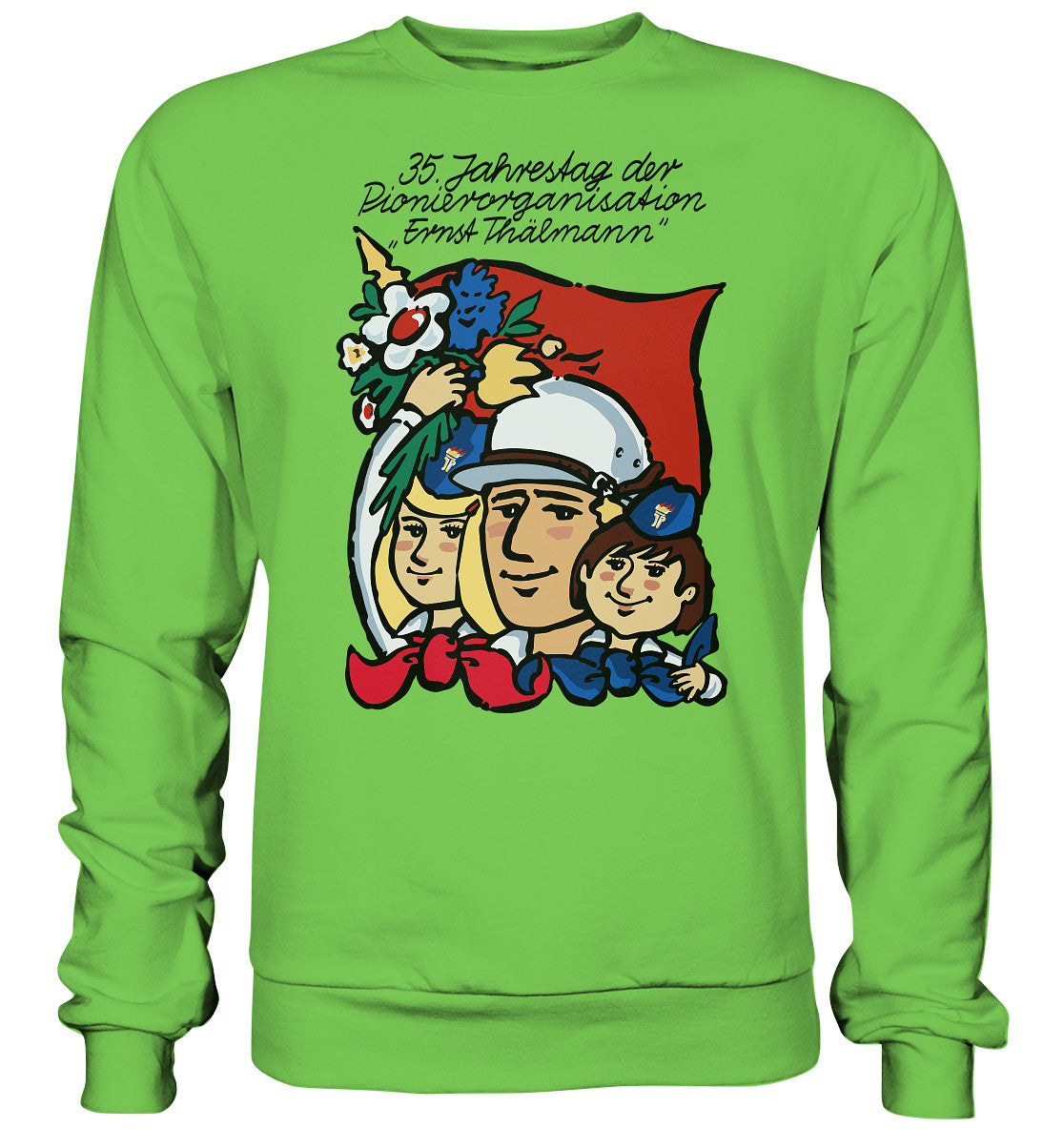 DDR Ostalgie Pullover Unisex • 35 JAHRE PIONIERORGANISATION ERNST THÄLMANN (ORIGINAL DDR-PLAKAT)
