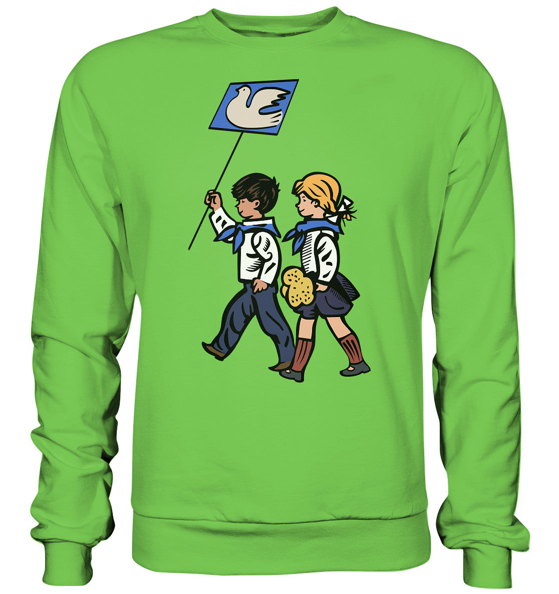 DDR Ostalgie Pullover Unisex • KLEINE WEISSE FRIEDENSTAUBE - ILLUSTRATION UNSERE FIBEL
