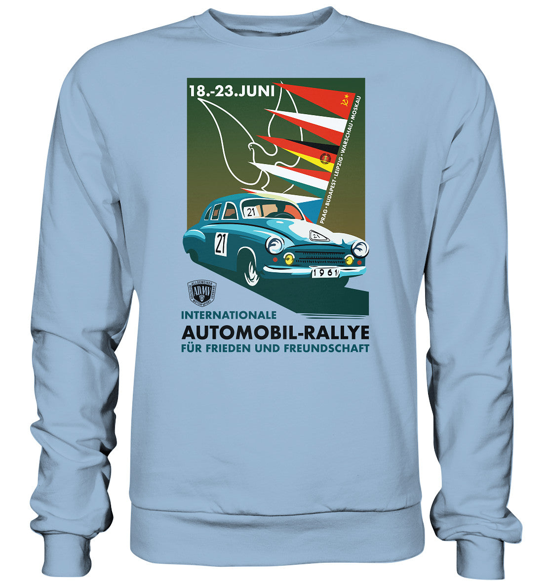 DDR Ostalgie Pullover Unisex • INTERNATIONALE RALLYE WARTBURG 1961 (ORIGINAL-PLAKAT)