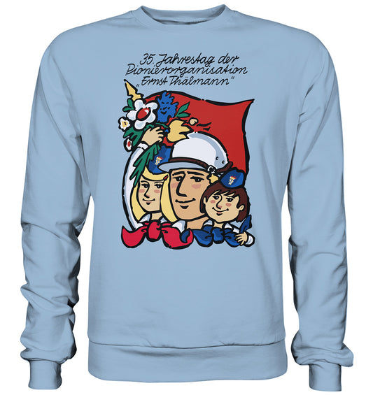 DDR Ostalgie Pullover Unisex • 35 JAHRE PIONIERORGANISATION ERNST THÄLMANN (ORIGINAL DDR-PLAKAT)