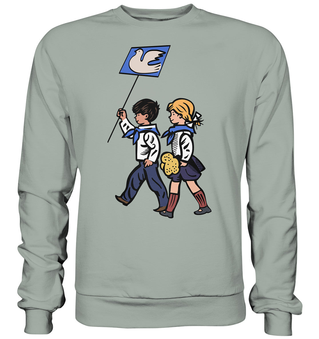 DDR Ostalgie Pullover Unisex • KLEINE WEISSE FRIEDENSTAUBE - ILLUSTRATION UNSERE FIBEL