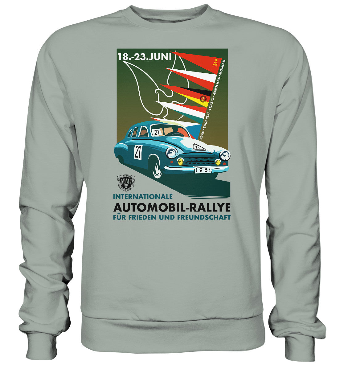 DDR Ostalgie Pullover Unisex • INTERNATIONALE RALLYE WARTBURG 1961 (ORIGINAL-PLAKAT)