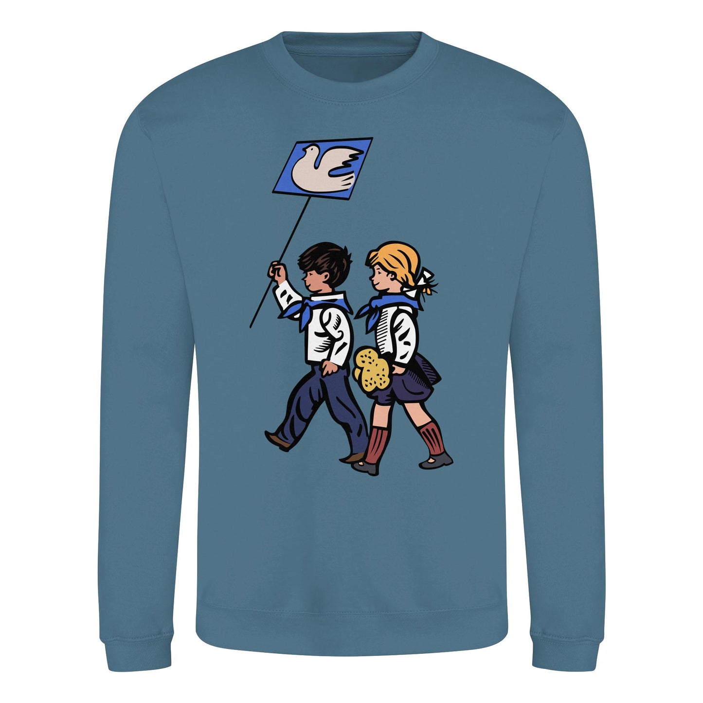 DDR Ostalgie Pullover Unisex • KLEINE WEISSE FRIEDENSTAUBE - ILLUSTRATION UNSERE FIBEL