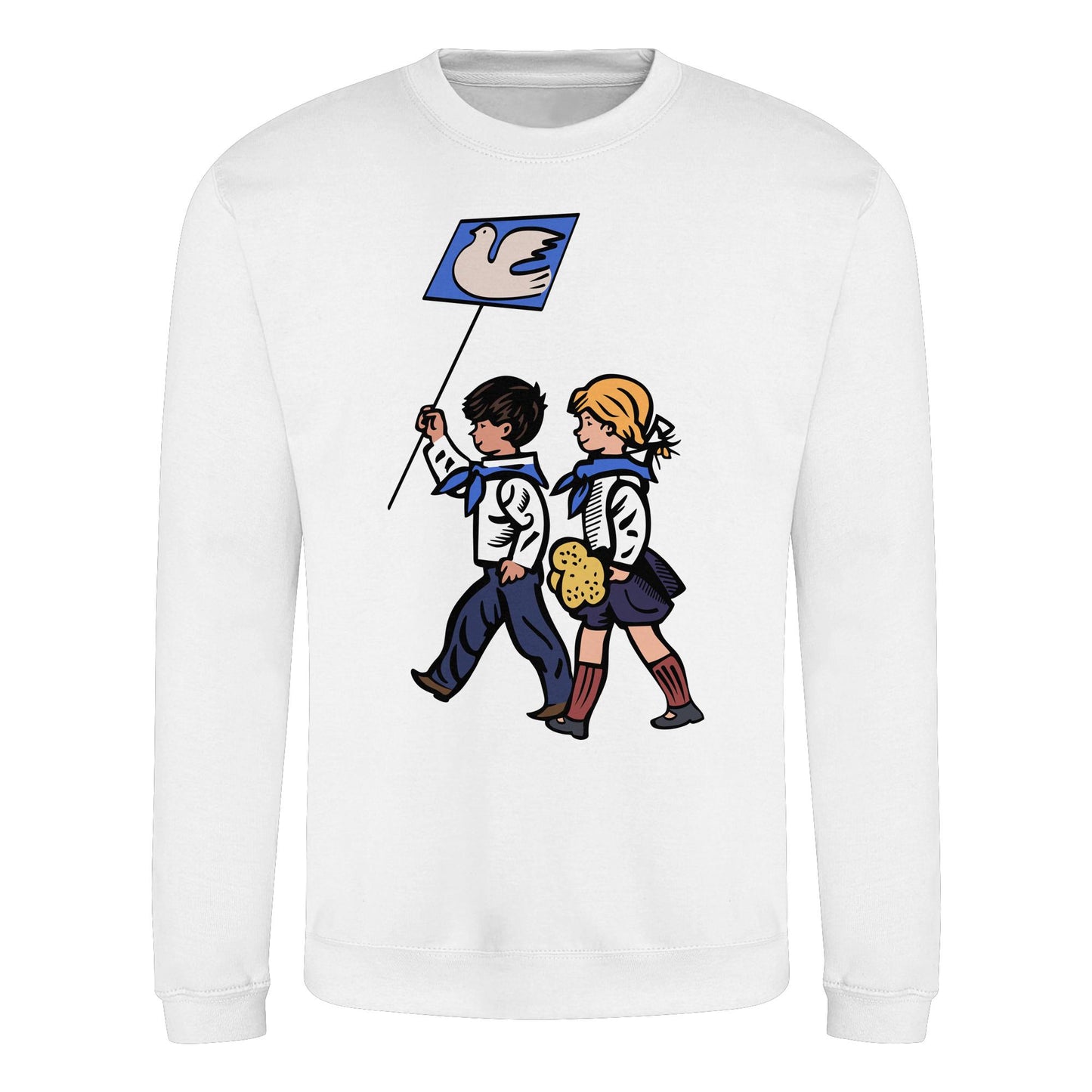 DDR Ostalgie Pullover Unisex • KLEINE WEISSE FRIEDENSTAUBE - ILLUSTRATION UNSERE FIBEL