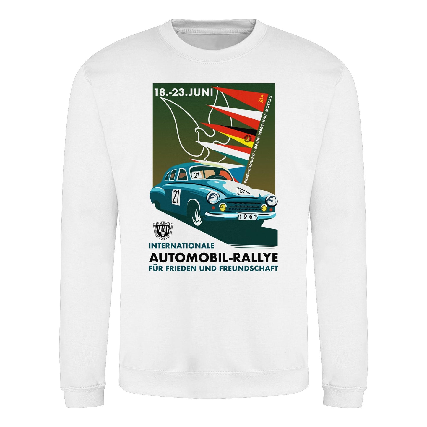 DDR Ostalgie Pullover Unisex • INTERNATIONALE RALLYE WARTBURG 1961 (ORIGINAL-PLAKAT)