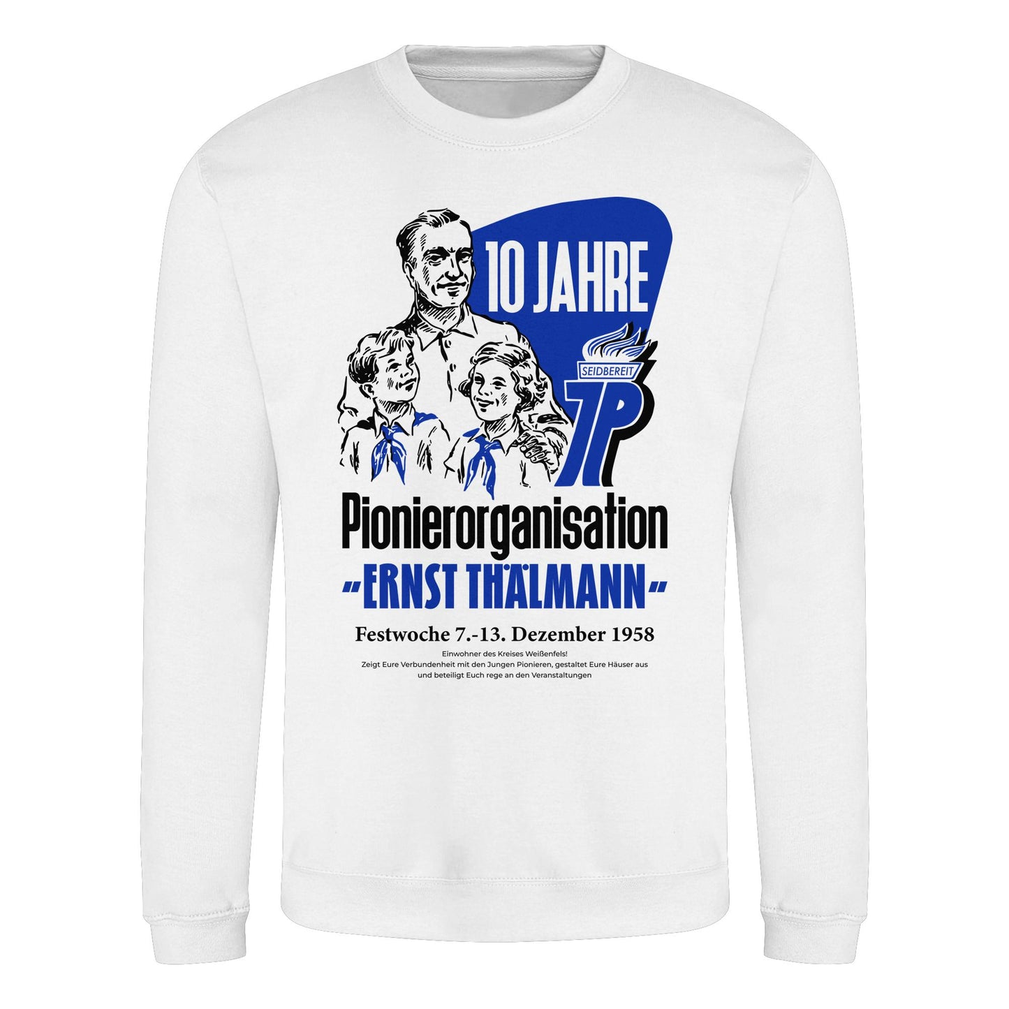 DDR Ostalgie Pullover Unisex • 10 JAHRE PIONIERORGANISATION 1958 - ORIGINAL ILLUSTRATION