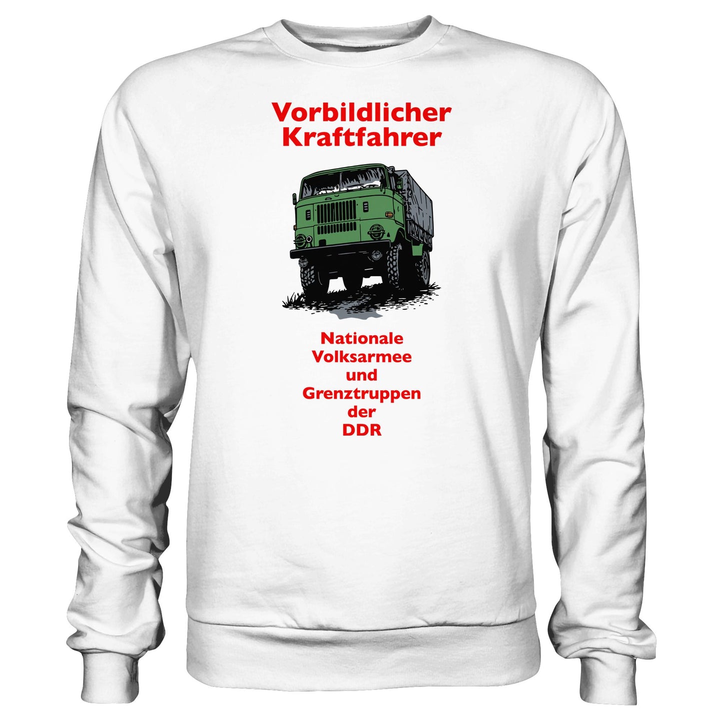 DDR Ostalgie Pullover Unisex • VORBILDLICHER KRAFTFAHRER, NVA (ORIGINAL WIMPELMOTIV)