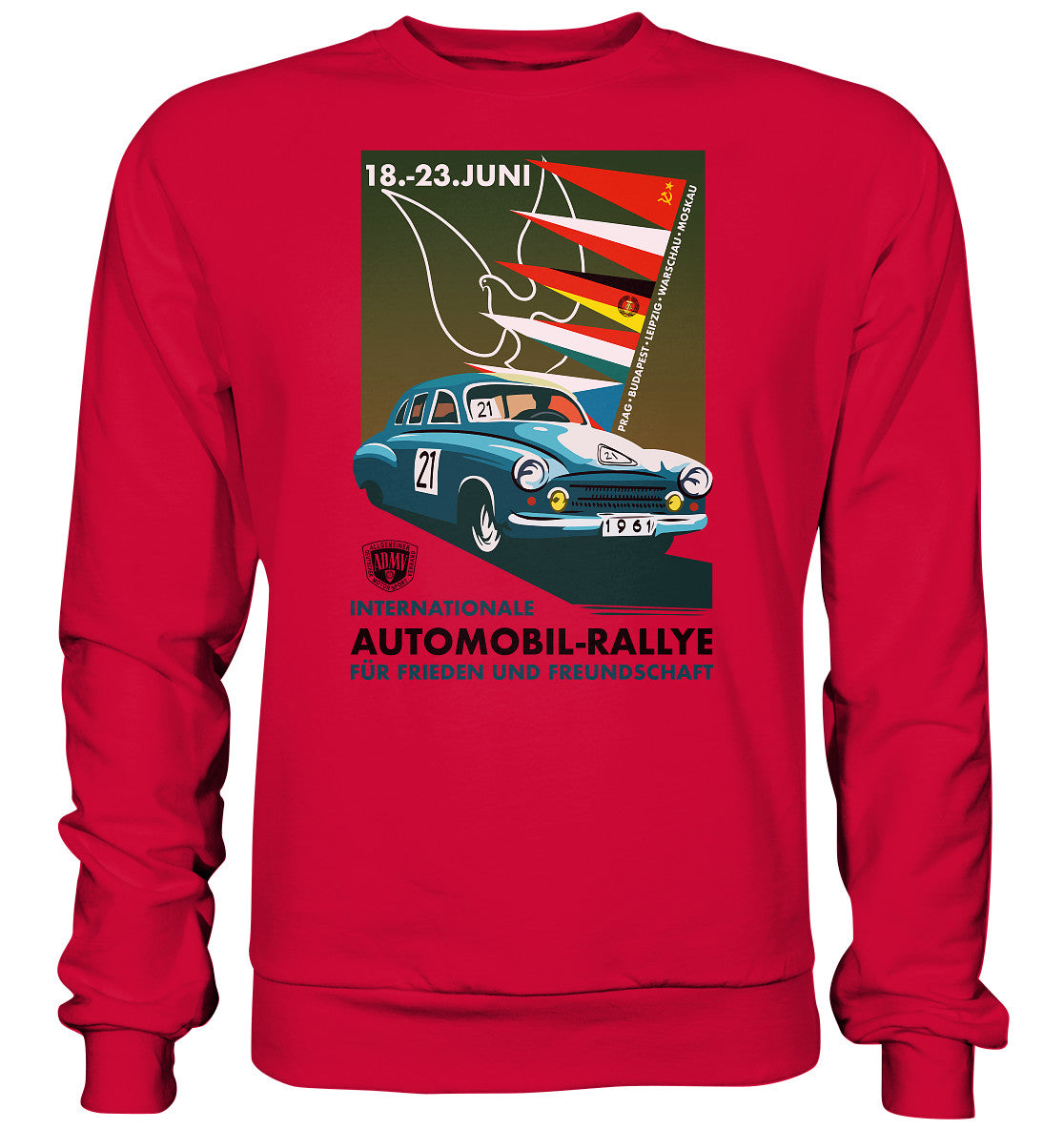DDR Ostalgie Pullover Unisex • INTERNATIONALE RALLYE WARTBURG 1961 (ORIGINAL-PLAKAT)