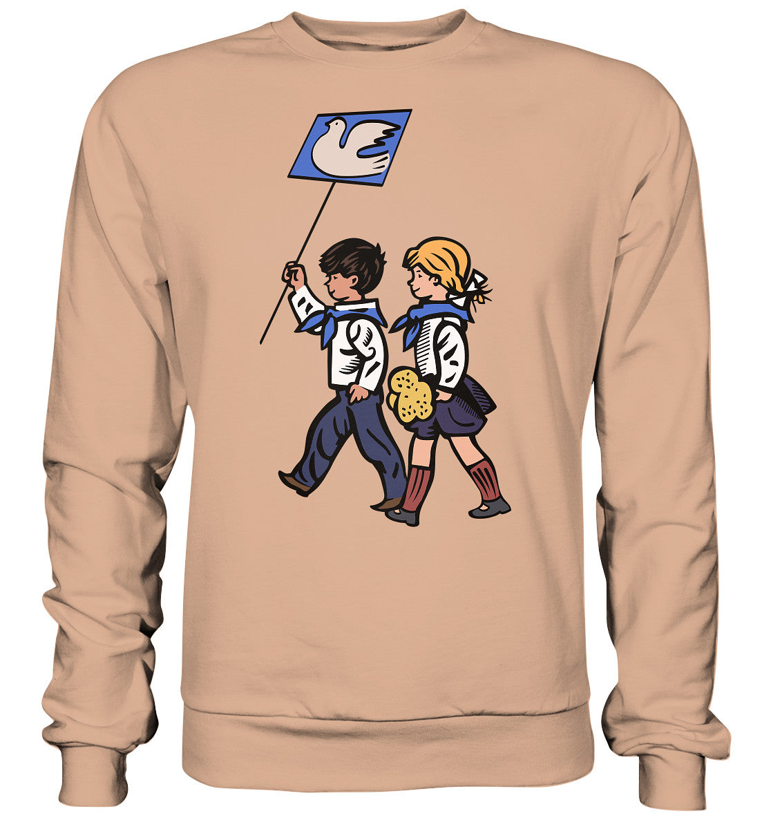 DDR Ostalgie Pullover Unisex • KLEINE WEISSE FRIEDENSTAUBE - ILLUSTRATION UNSERE FIBEL