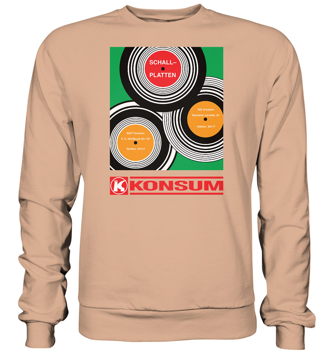 DDR Ostalgie Pullover Unisex • KONSUM SCHALLPLATTEN DRESDEN