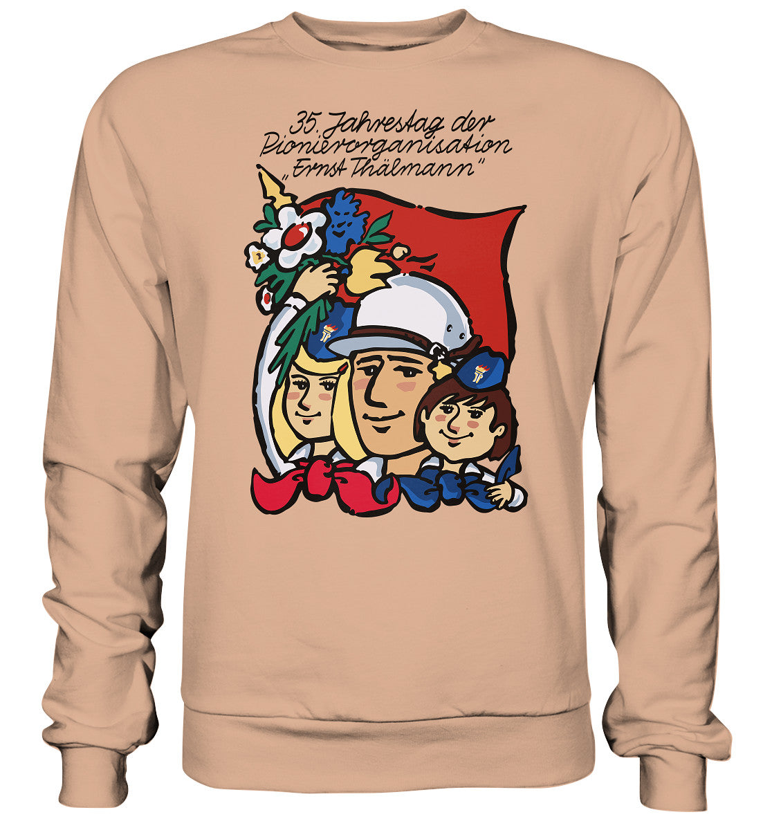 DDR Ostalgie Pullover Unisex • 35 JAHRE PIONIERORGANISATION ERNST THÄLMANN (ORIGINAL DDR-PLAKAT)