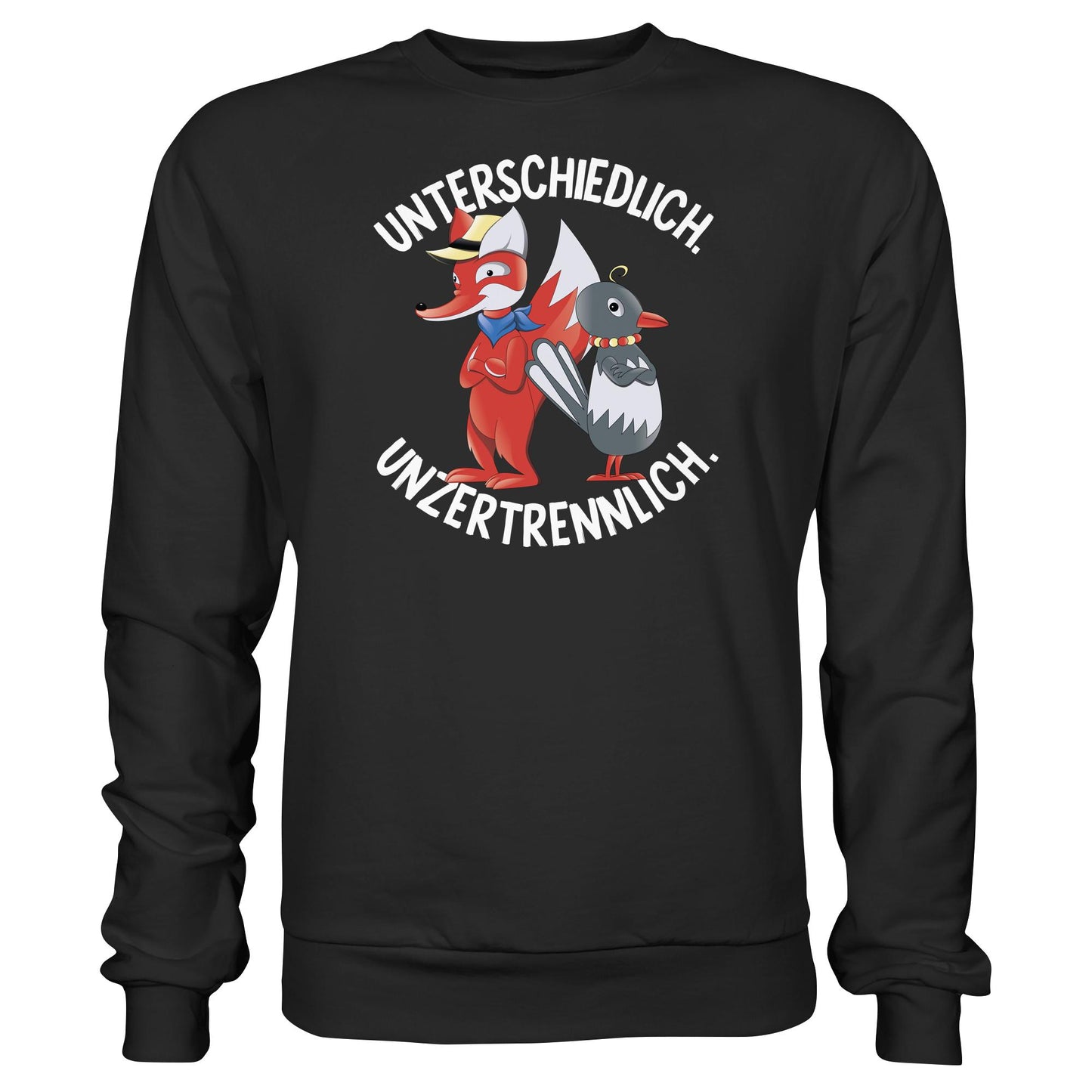 DDR Ostalgie Pullover Unisex • UNSER SANDMÄNNCHEN - HERR FUCHS & FRAU ELSTER, UNZERTRENNLICH