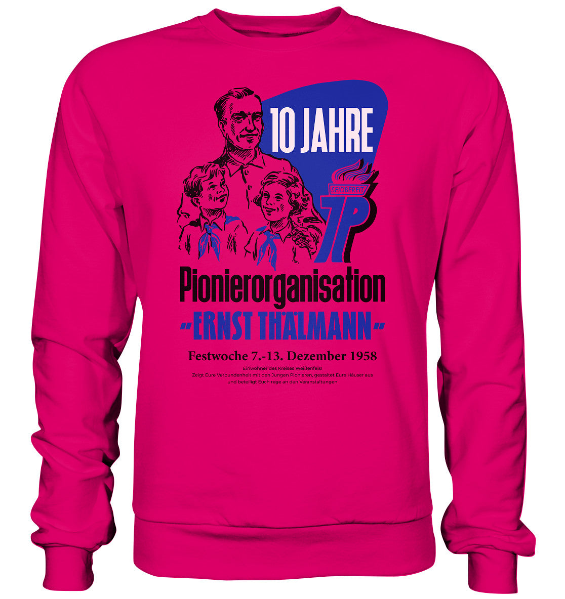 DDR Ostalgie Pullover Unisex • 10 JAHRE PIONIERORGANISATION 1958 - ORIGINAL ILLUSTRATION
