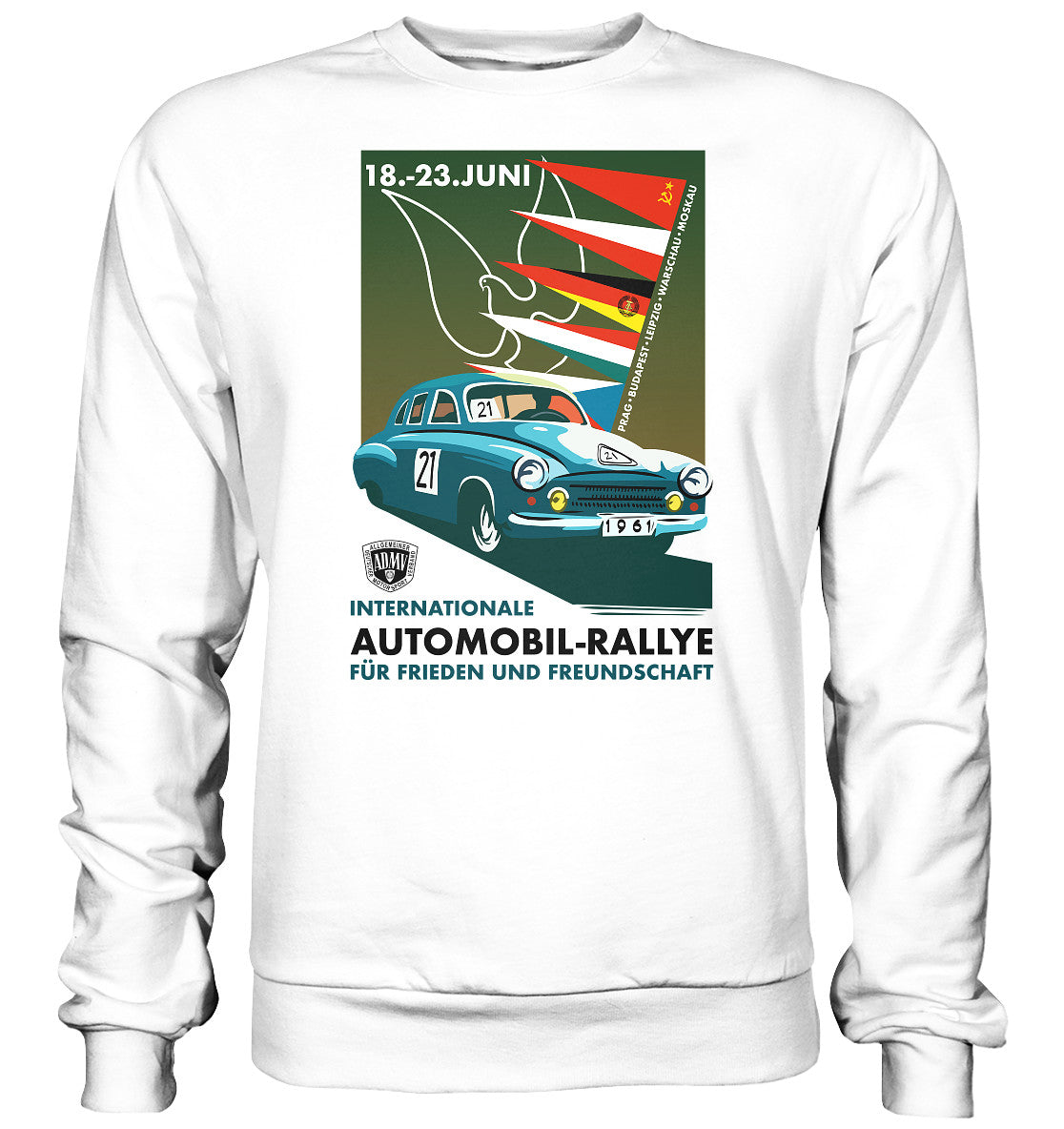 DDR Ostalgie Pullover Unisex • INTERNATIONALE RALLYE WARTBURG 1961 (ORIGINAL-PLAKAT)