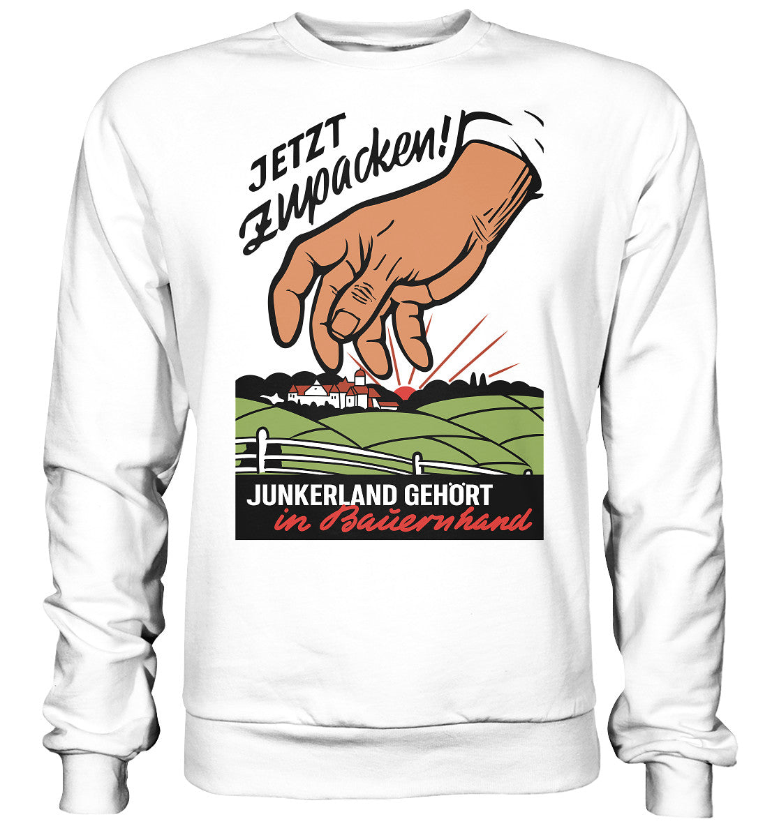 DDR Ostalgie Pullover Unisex • JUNKERLAND GEHÖRT IN BAUERNHAND! - ORIGINALPLAKAT