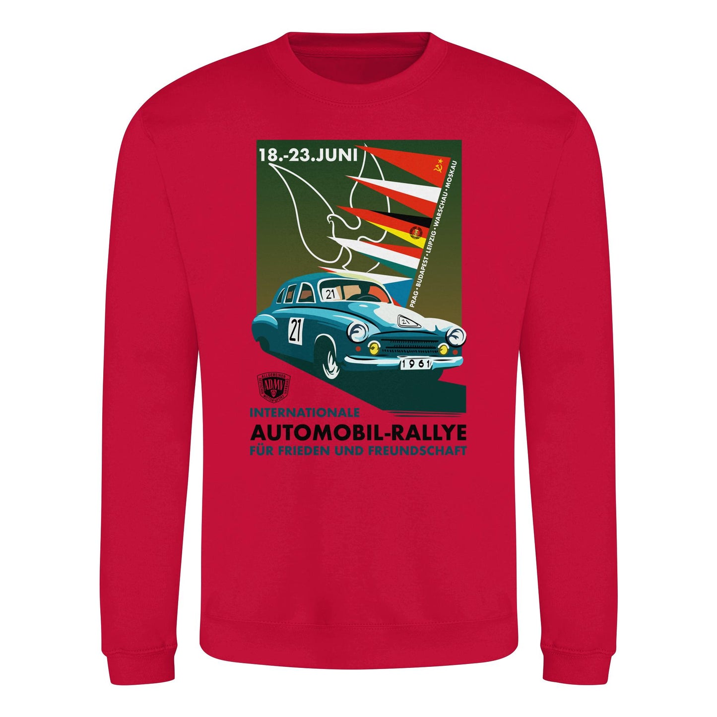 DDR Ostalgie Pullover Unisex • INTERNATIONALE RALLYE WARTBURG 1961 (ORIGINAL-PLAKAT)