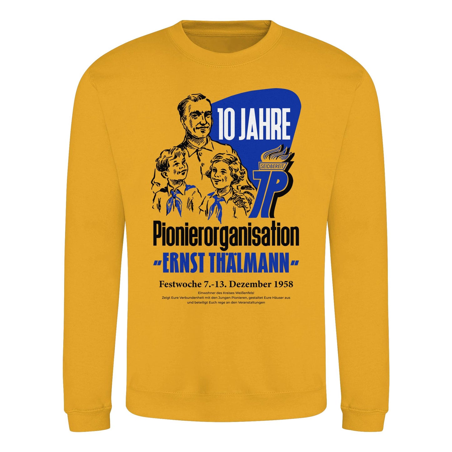 DDR Ostalgie Pullover Unisex • 10 JAHRE PIONIERORGANISATION 1958 - ORIGINAL ILLUSTRATION