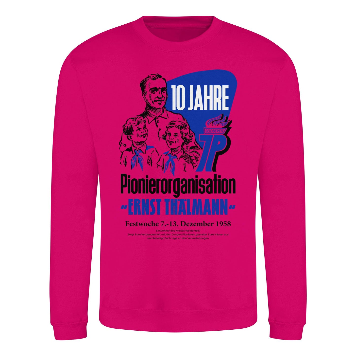 DDR Ostalgie Pullover Unisex • 10 JAHRE PIONIERORGANISATION 1958 - ORIGINAL ILLUSTRATION