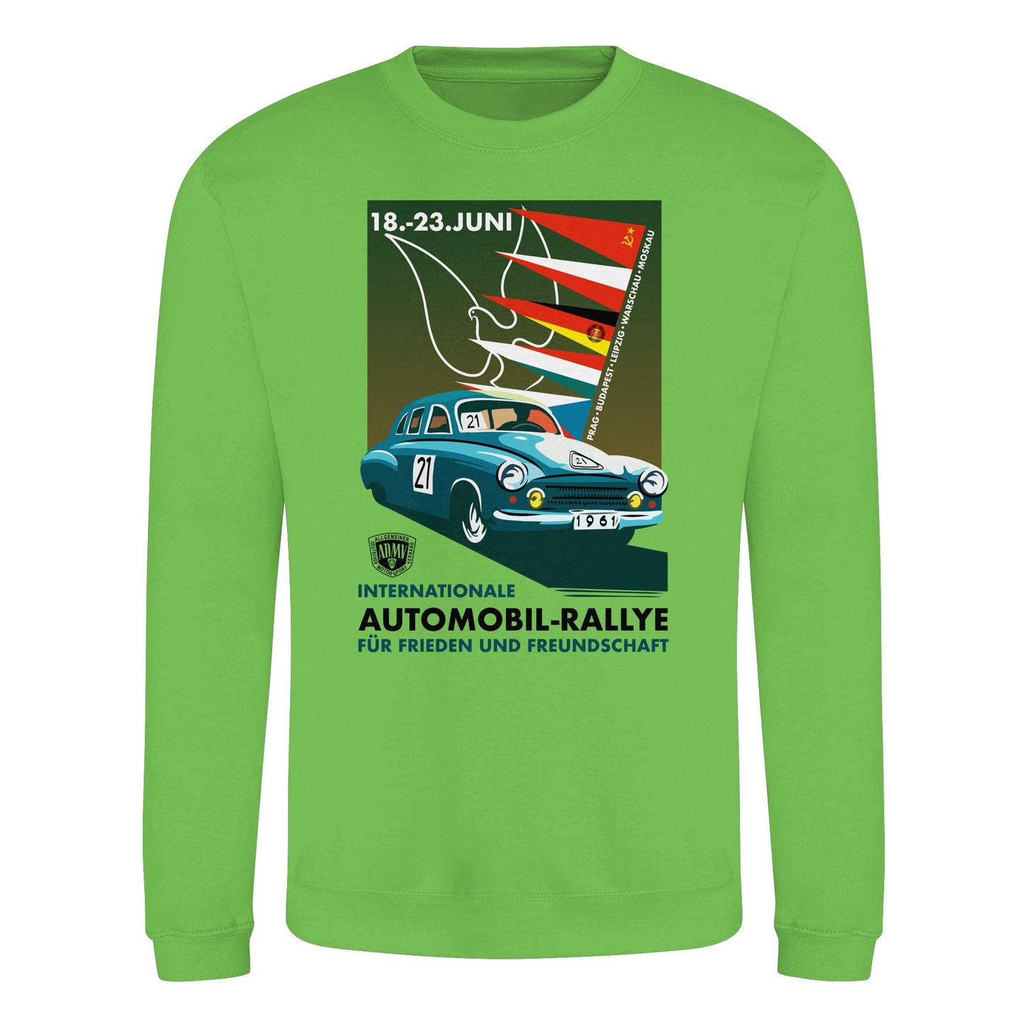 DDR Ostalgie Pullover Unisex • INTERNATIONALE RALLYE WARTBURG 1961 (ORIGINAL-PLAKAT)
