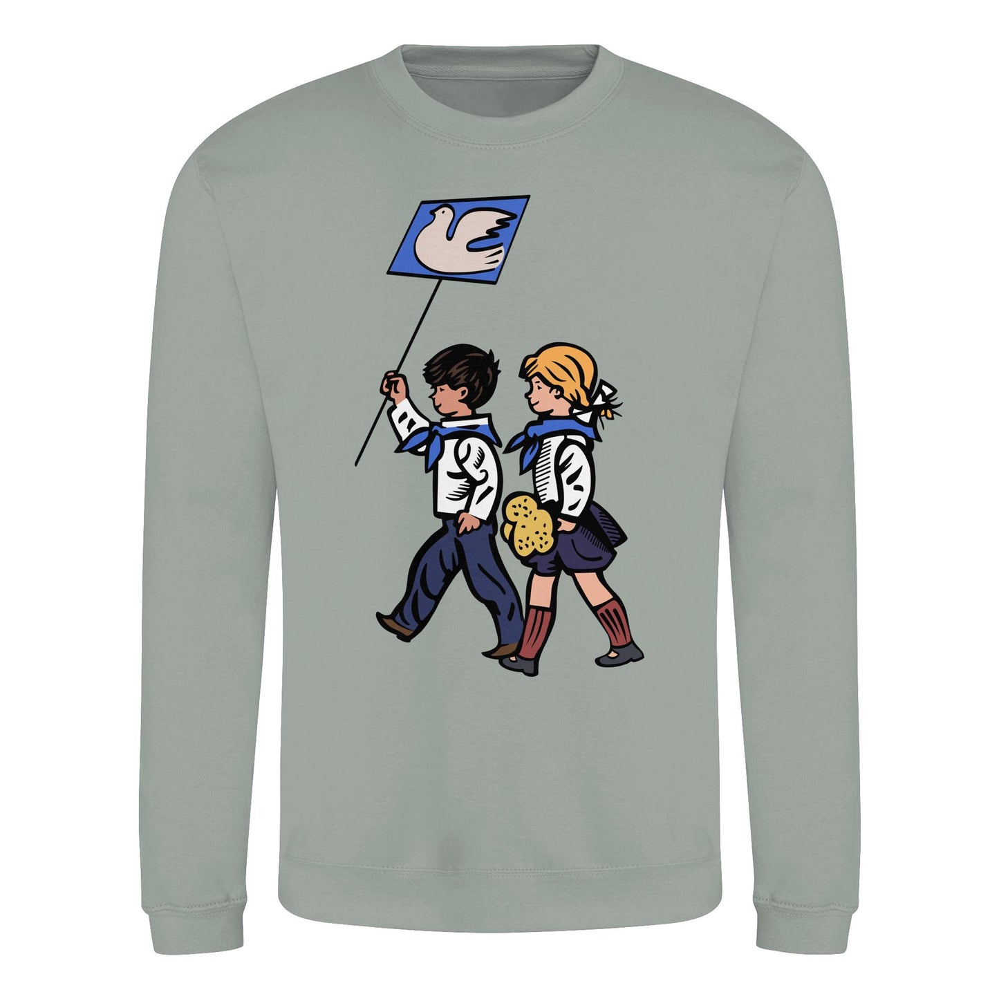 DDR Ostalgie Pullover Unisex • KLEINE WEISSE FRIEDENSTAUBE - ILLUSTRATION UNSERE FIBEL