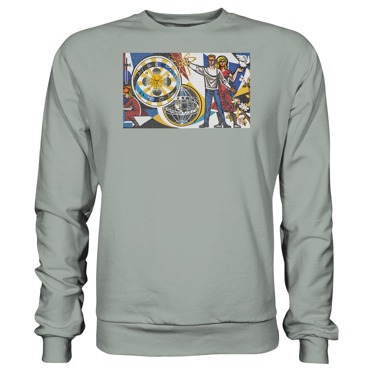 DDR Ostalgie Pullover Unisex • WALTER WOMACKA - JUNGES PAAR MIT FRIEDENSTAUBE (MOSAIK HAUS DES LEHRERS, 1964)
