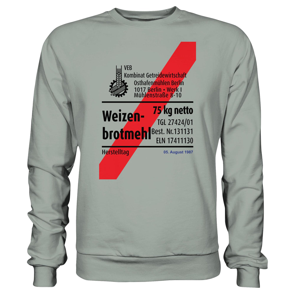 DDR Ostalgie Pullover Unisex • WEIZENMEHL - VEB KOMBINAT GETREIDEWIRTSCHAFT (ORIGINAL-VERPACKUNG)