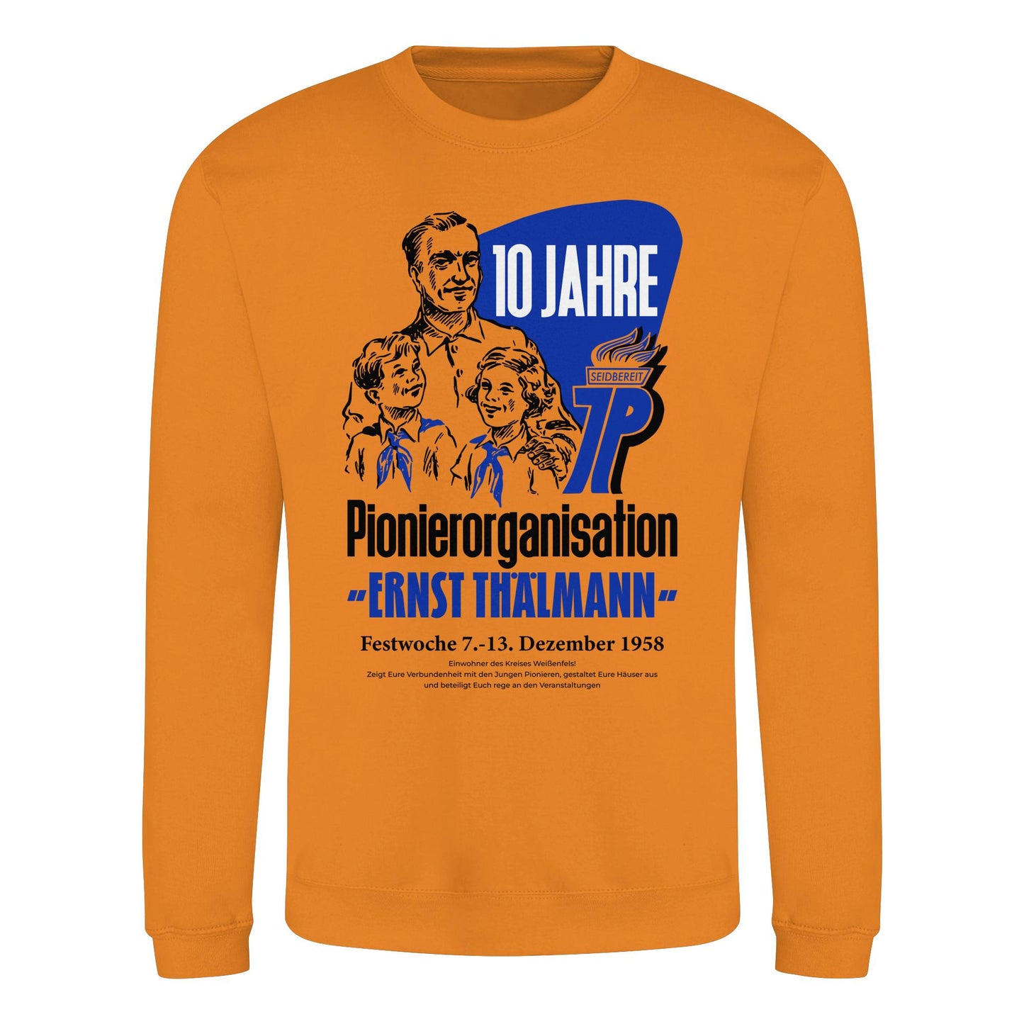 DDR Ostalgie Pullover Unisex • 10 JAHRE PIONIERORGANISATION 1958 - ORIGINAL ILLUSTRATION