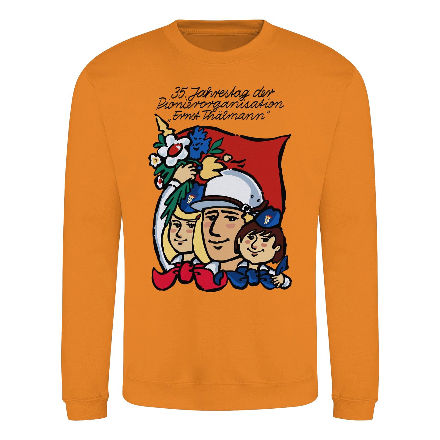 DDR Ostalgie Pullover Unisex • 35 JAHRE PIONIERORGANISATION ERNST THÄLMANN (ORIGINAL DDR-PLAKAT)