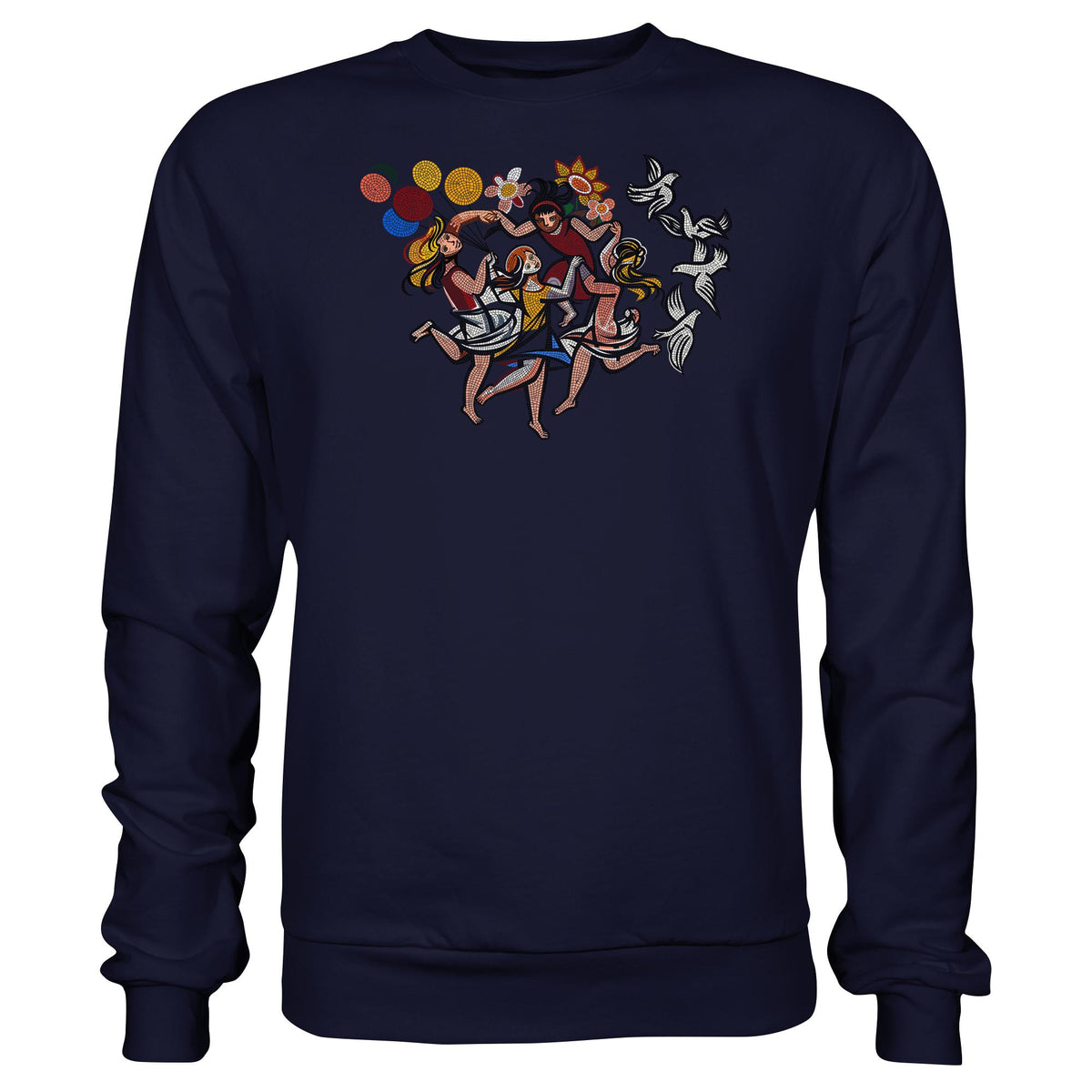 DDR Ostalgie Pullover Unisex • WALTER WOMACKA - TANZENDE MÄDCHEN MIT FRIEDENSTAUBEN (MOSAIK HAUS DES LEHRERS, 1964)
