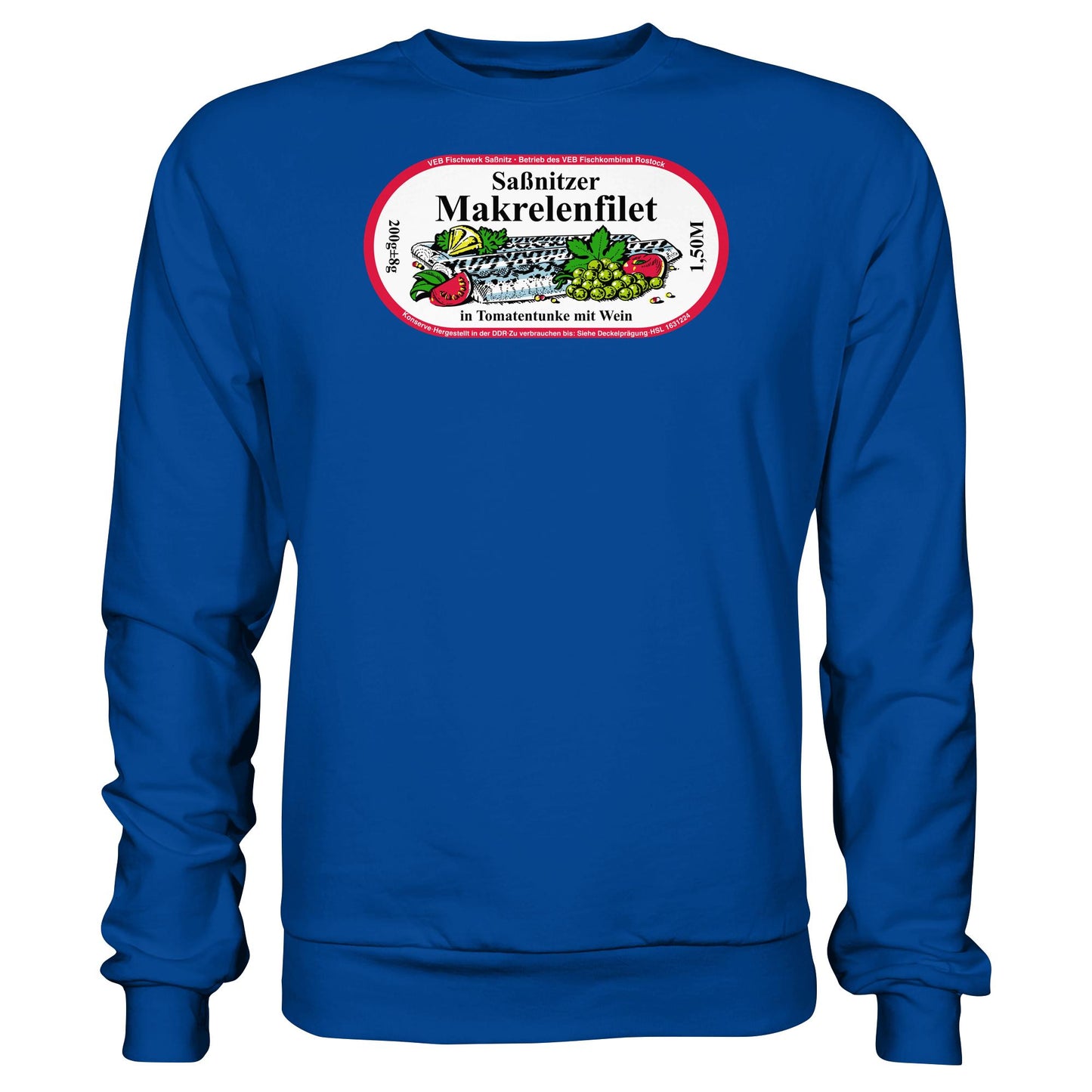 DDR Ostalgie Pullover Unisex • SASSNITZER MAKRELENFILET - VEB FISCHWERK