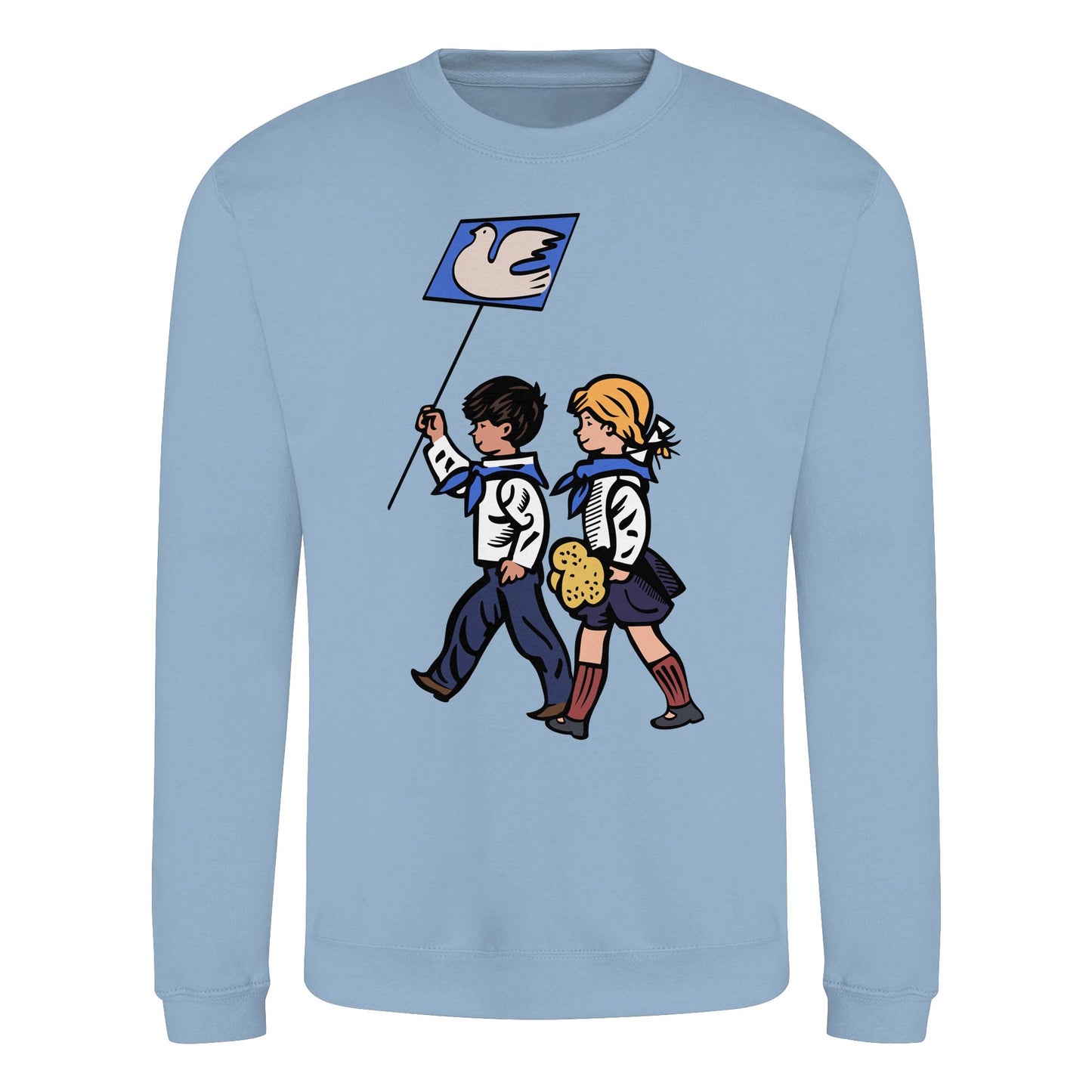 DDR Ostalgie Pullover Unisex • KLEINE WEISSE FRIEDENSTAUBE - ILLUSTRATION UNSERE FIBEL