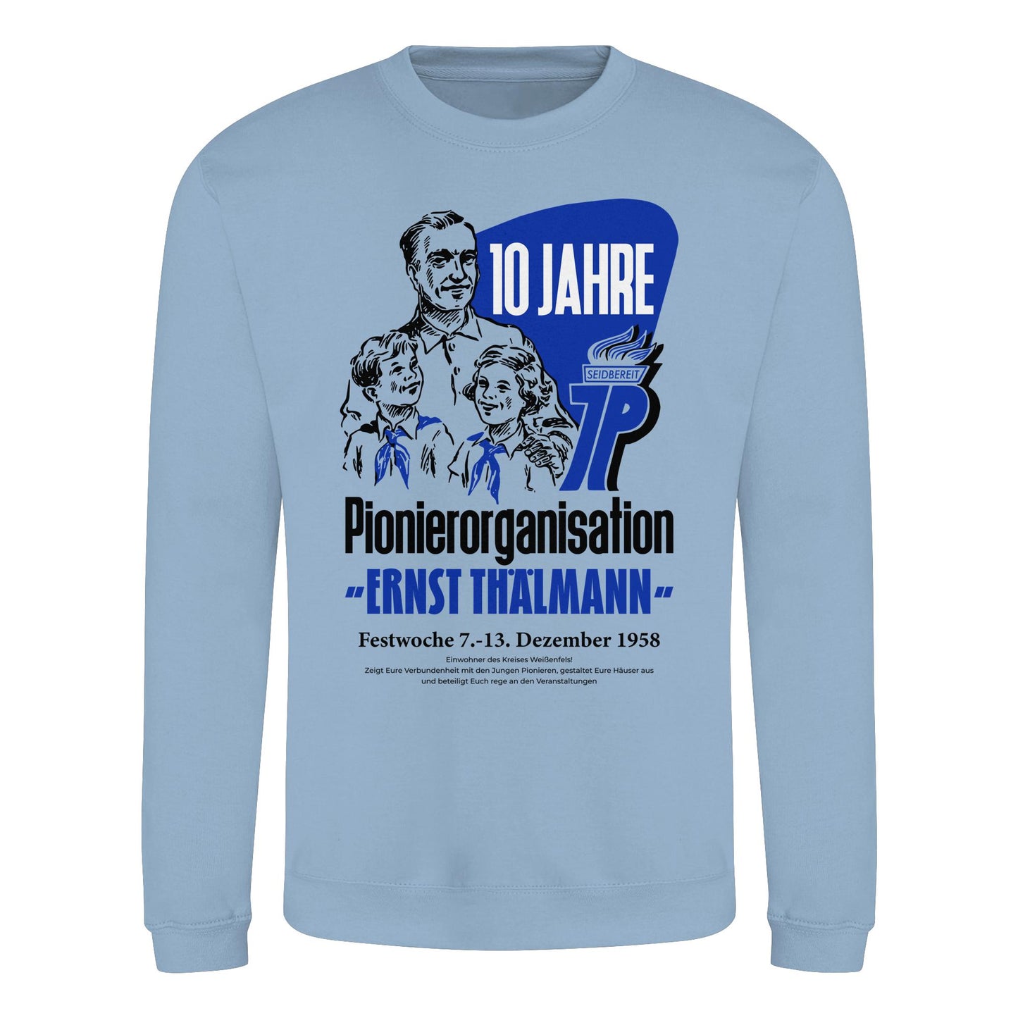 DDR Ostalgie Pullover Unisex • 10 JAHRE PIONIERORGANISATION 1958 - ORIGINAL ILLUSTRATION
