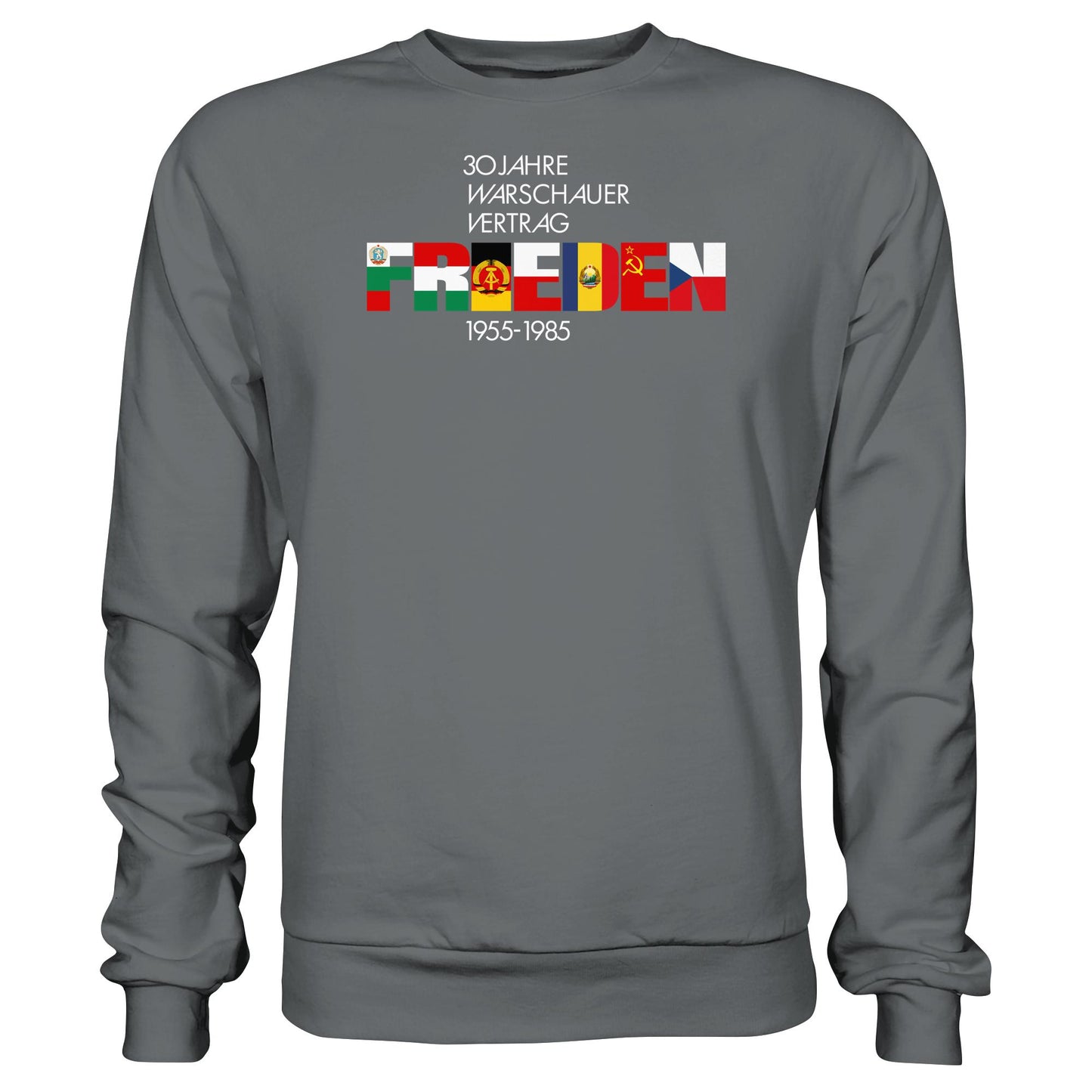 DDR Ostalgie Pullover Unisex • FRIEDEN - 30 JAHRE WARSCHAUER VERTRAG (DDR-BRIEFMARKE)